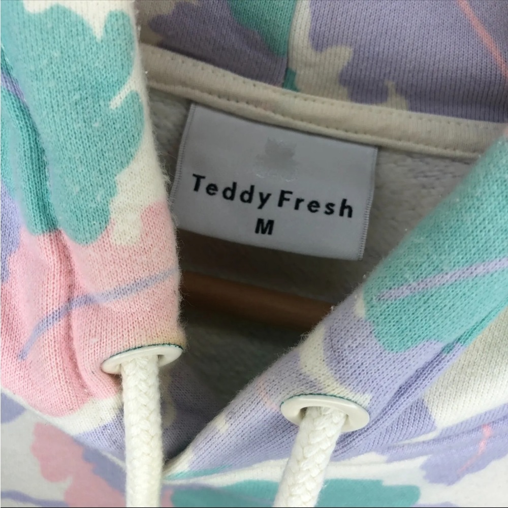Teddy Fresh 1.0 SOLD OUT/RARE  Size M Pastel Muted Camo Leaves Hoodie 2019 - Picture 9 of 16